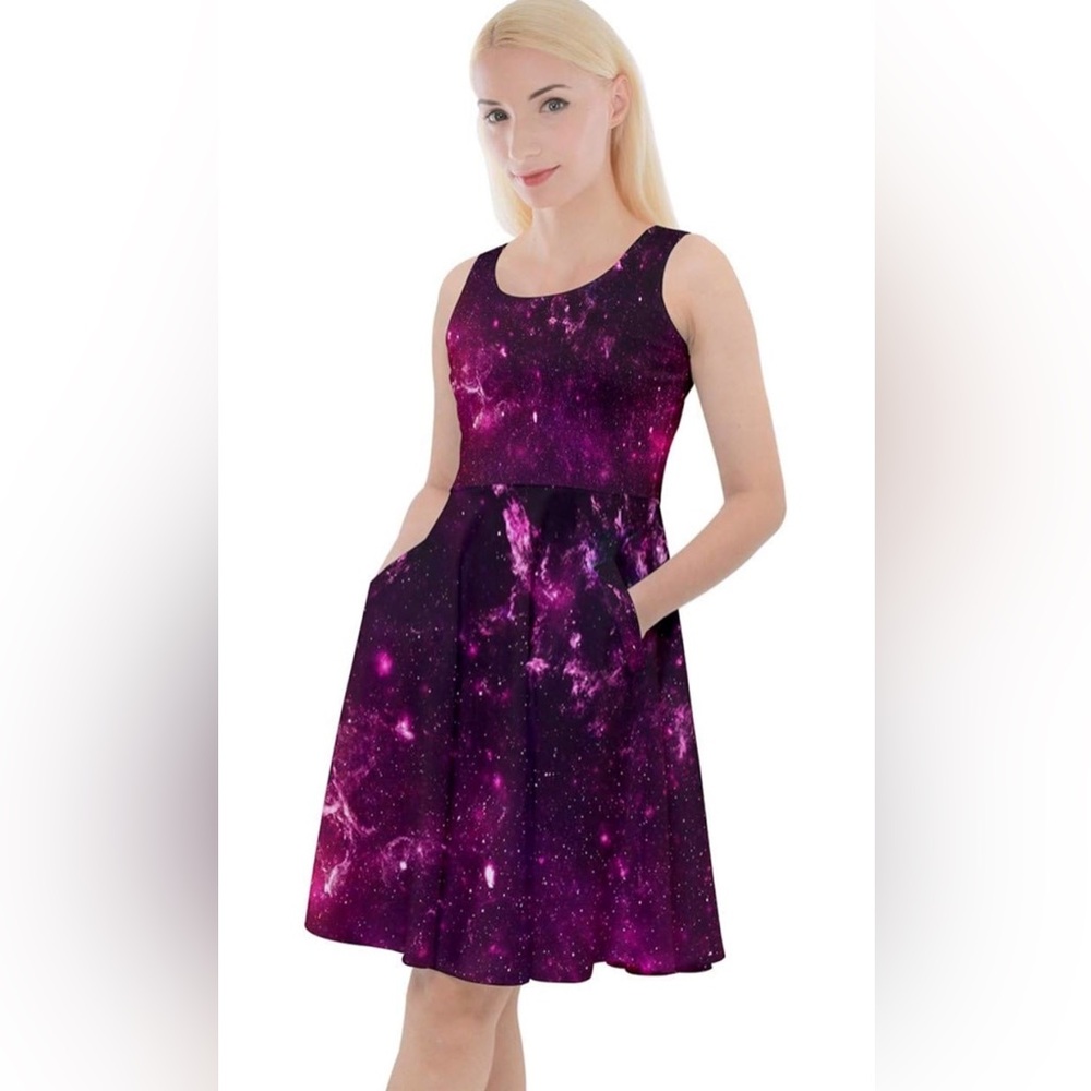 Cowcow Galaxy Print Skater Dress